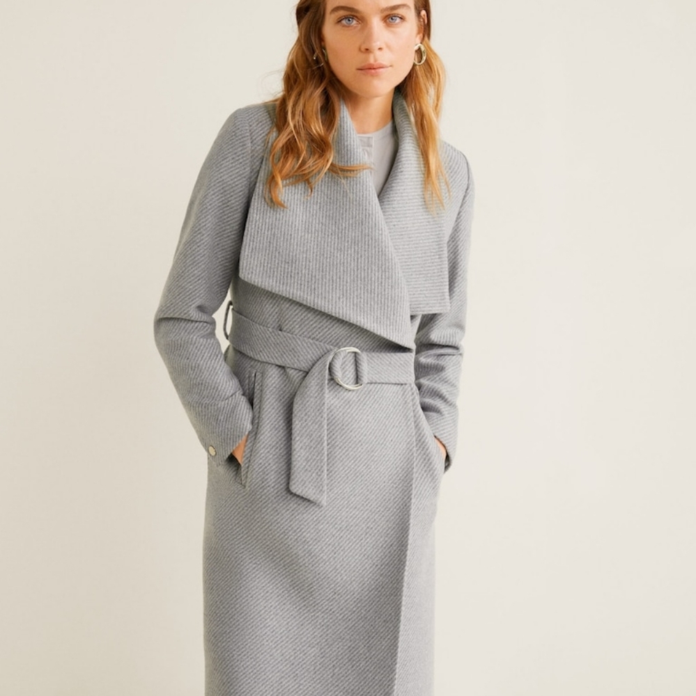 Mango gray double breast wool coat NWT